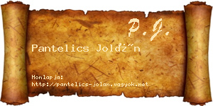 Pantelics Jolán névjegykártya